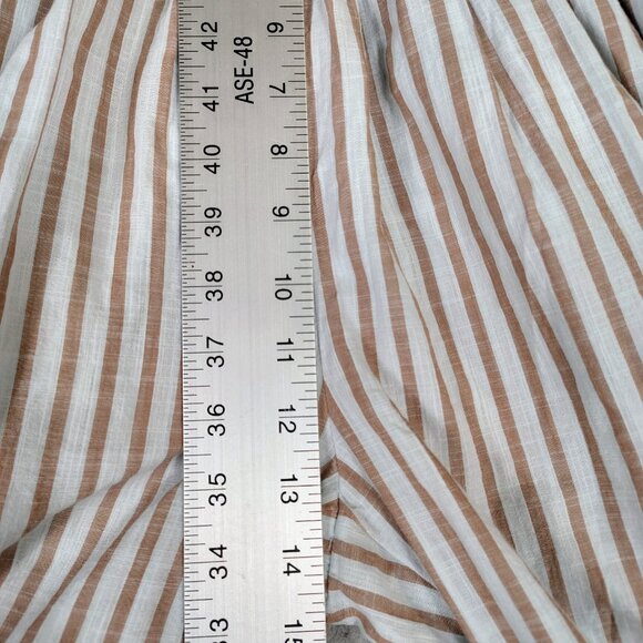 By Anthropologie Pants Women Small Gray Brown Striped Drawstring Waist Wide Leg - Picture 7 of 13
